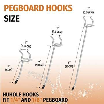 HUHOLE Pegboard Hooks 2 Inch 50PC - Ideal for Garage and Tool Storage