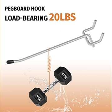 HUHOLE 50PC Pegboard Hooks for Efficient Garage Organization