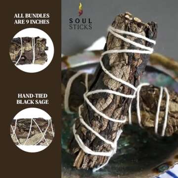 Soul Sticks 1 Pack 9 Inch Black Sage Smudge Stick with Starter Guide | Floral Sage House Blessing | ...