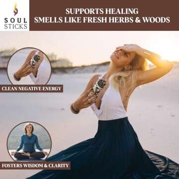 Soul Sticks 1 Pack 9 Inch Black Sage Smudge Stick with Starter Guide | Floral Sage House Blessing | Sage for Cleansing House | Sage for Smudging Wand and Negative Energy | Big Sage Smudge Stick