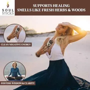Soul Sticks 1 Pack 9 Inch Black Sage Smudge Stick with Starter Guide | Floral Sage House Blessing | Sage for Cleansing House | Sage for Smudging Wand and Negative Energy | Big Sage Smudge Stick