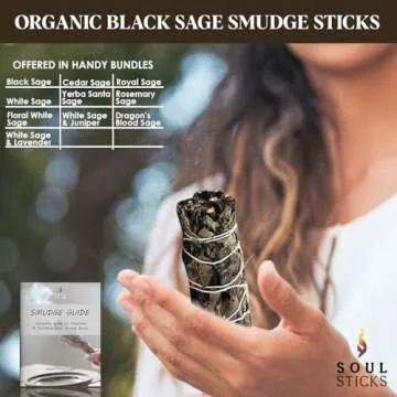 Soul Sticks 1 Pack 9 Inch Black Sage Smudge Stick with Starter Guide | Floral Sage House Blessing | Sage for Cleansing House | Sage for Smudging Wand and Negative Energy | Big Sage Smudge Stick