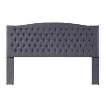 Elegant Linen Upholstered Tufted Button King Headboard