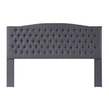 Elegant Linen Upholstered Tufted Button King Headboard