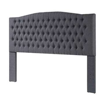 Elegant Linen Upholstered Tufted Button King Headboard