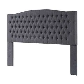 Elegant Linen Upholstered Tufted Button King Headboard