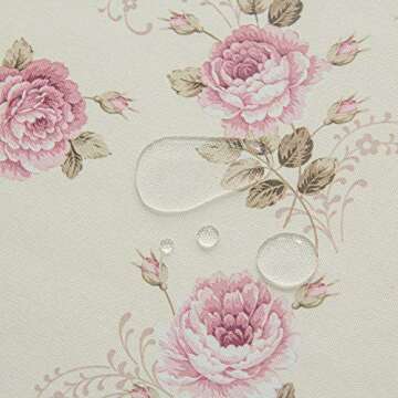 YEESSION Floral Print 70 Inch Round Tablecloth Stain Resistant and Waterproof Wine Table Cover for Kitchen Dining Indoor Outdoor Buffet Tabletop Decoration (Beige)