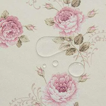 YEESSION Floral Print 70 Inch Round Tablecloth Stain Resistant and Waterproof Wine Table Cover for Kitchen Dining Indoor Outdoor Buffet Tabletop Decoration (Beige)