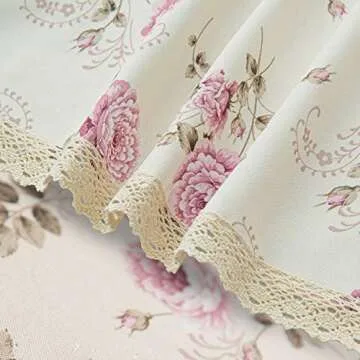 YEESSION Floral Print 70 Inch Round Tablecloth Stain Resistant and Waterproof Wine Table Cover for Kitchen Dining Indoor Outdoor Buffet Tabletop Decoration (Beige)