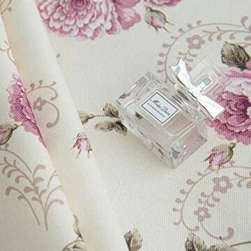 YEESSION Floral Print 70 Inch Round Tablecloth Stain Resistant and Waterproof Wine Table Cover for Kitchen Dining Indoor Outdoor Buffet Tabletop Decoration (Beige)