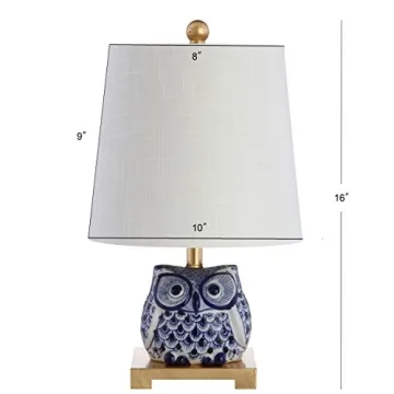 JONATHAN Y JYL3014A Justina 16" Ceramic Mini LED Table Lamp Cottage,Transitional for Bedroom, Living Room, Office, College Dorm, Coffee Table, Bookcase, Blue/White