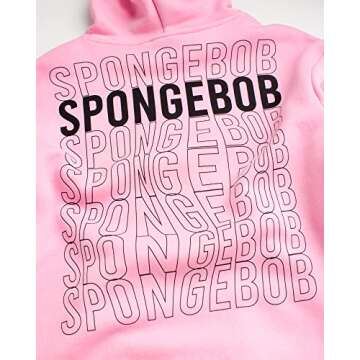 Nickelodeon Men’s SpongeBob and Patrick Fleece Sweatshirt – Men and Women’s Unisex Pullover Hoodie (Size: XS-XXL), Size Small, Spongebob Pink/Black
