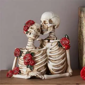 Skull Couple Statue for Unique Gothic Home Decor