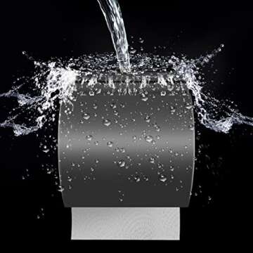 QIUYA Toilet Paper Holder Self Adhesive, Waterproof SUS304 Stainless Steel Toilet Paper Holder Box with Shelf No Drill for Bathroom (for Regular Roll )