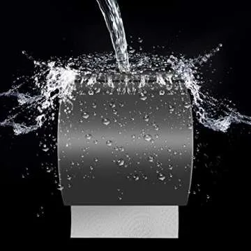 QIUYA Toilet Paper Holder Self Adhesive, Waterproof SUS304 Stainless Steel Toilet Paper Holder Box with Shelf No Drill for Bathroom (for Regular Roll )