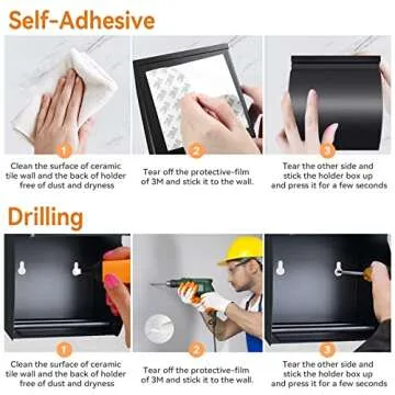 QIUYA Toilet Paper Holder Self Adhesive, Waterproof SUS304 Stainless Steel Toilet Paper Holder Box with Shelf No Drill for Bathroom (for Regular Roll )