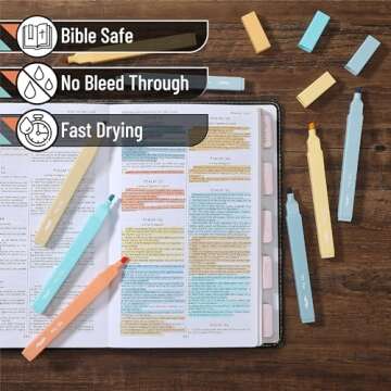 Mr. Pen- Aesthetic Highlighters, 8 pcs, Chisel Tip, Pastel Colors, Cute Highlighters Assorted Colors, Bible Highlighters and Pens No Bleed, No Bleed Highlighters for Bible Pages No Bleed