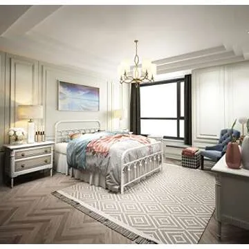 TUSEER Vintage Metal Bed Frame with Storage and Easy Assembly