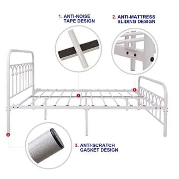 TUSEER Vintage Metal Bed Frame with Storage and Easy Assembly