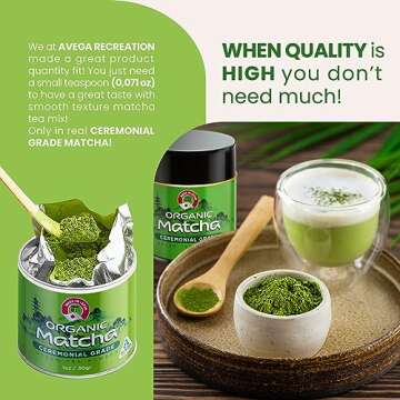 Avega Recreation Organic Ceremonial Grade Matcha Green Tea Powder - Authentic Japanese Origin - First Harvest Premium Teahouse Edition [1.07 Ounce]