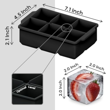 KitchFort Large Silicone Ice Cube Tray - Easy Release 2" Big Ice Cubes (2-Pack) - Cocktail & Whiskey...