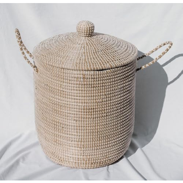 Jolie Market Paris Wicker Laundry Hamper - Bohemian Seagrass Laundry Hamper Basket- Storage Bin, Hom...