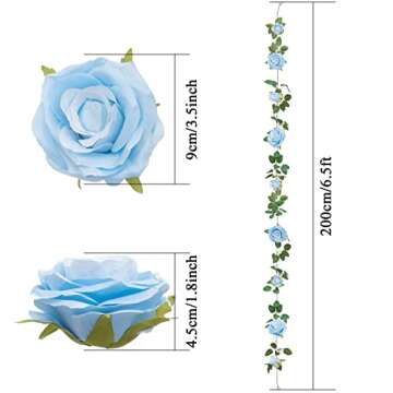 U'Artlines Blue Rose Vines for Elegant Home Decor