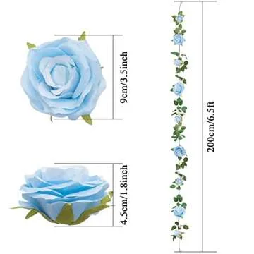 U'Artlines Blue Rose Vines for Elegant Home Decor