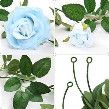 U'Artlines Blue Rose Vines for Elegant Home Decor
