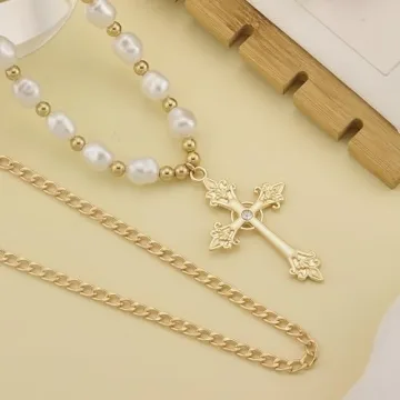 Stunning ANGLEQUEEN Gothic Gold Cross Necklace for Women