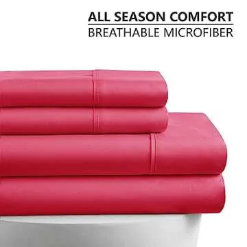 American Home Collection Queen Sheet Set - 16-Inch Deep Pocket - Ultra Soft Microfiber Queen Size Bed Sheets - Breathable, Wrinkle and Fade Resistant, Easy Care - 4 Piece Set (Queen, Pink)