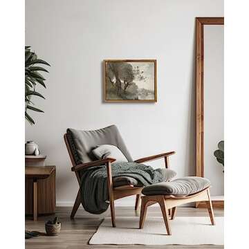 VIYYIEA Vintage Framed Canvas Landscape Wall Art