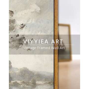 VIYYIEA Vintage Framed Canvas Landscape Wall Art