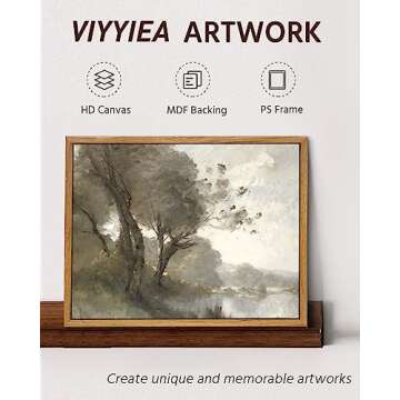 VIYYIEA Vintage Framed Canvas Landscape Wall Art