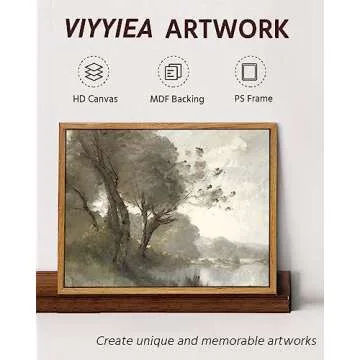 VIYYIEA Vintage Framed Canvas Landscape Wall Art