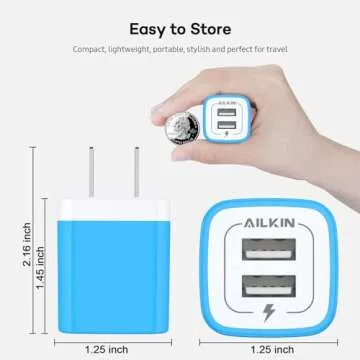 USB Wall Charger, [2-Pack] 5V/2.1AMP AILKIN 2-Port USB Wall Charger Home Travel Plug Power Adapter Charging Box for iPhone 15 14 13 12 Pro Max Mini SE 11 11Pro XS XR X 8 Plus, Samsung Galaxy, Moto