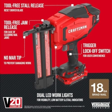 CRAFTSMAN V20 Cordless Brad Nailer with Battery