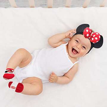 Disney Baby Girls’ Minnie Mouse Gift Set – 2 Piece Headband and Socks (Newborn: 0-12M), Size 0-3 Months, Minnie Ears