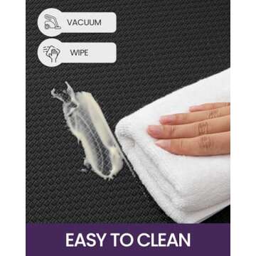 DEXI Kitchen Mats for Floor Cushioned Anti Fatigue, Set of 2, 17x29+17x59, Waterproof Stain Resistant Standing Mat, Supportive Memory Foam Rugs for Front Sink Office Laundry, Black