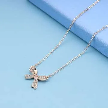 Aneneiceera Elegant Rhinestone Bow Tie Necklace for Women