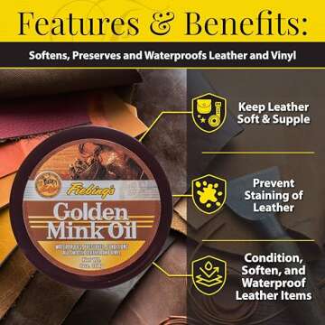 Fiebing's Golden Mink Oil for Leather Boots - Waterproof Cleaner & Conditioner (6 oz) - Preserve, So...