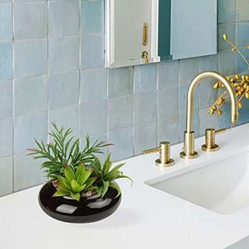 Hollyone Large Artificial Succulents Plants Faux Succulents in Pots Fake Succulent Potted Plants with Ceramic Pot for Home Decor Office Desk Bathroom Shelf Living Room