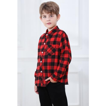 Flannel Plaid Baby Boys Shirt, Red Black 3-6 Months