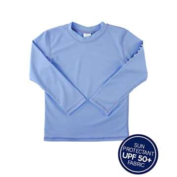RUGGEDBUTTS Boys Blue Long Sleeve Rash Guard for Toddlers