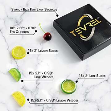 Tevrel 40Pcs Artificial Lifelike Mixed Fruits: Cherries, Lemon Slices & Blocks. Eco-Friendly Plastic...