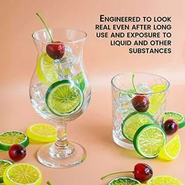 Tevrel 40Pcs Artificial Lifelike Mixed Fruits: Cherries, Lemon Slices & Blocks. Eco-Friendly Plastic. Perfect for Kitchen, Party, Wedding Decor & DIY Craft