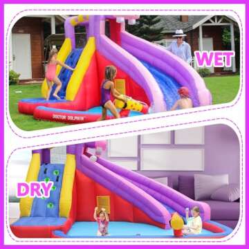 Doctor Dolphin Inflatable Bounce House Water Slide for Kids - Endless Fun Indoors & Outdoors!