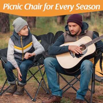 MZQLN Small Heated Camping Chair with Battery Pack, 3 Heat Levels Portable Compact Heated Chairs with Cup Holder, Travel Bag Ideal for Outdoor Sports, Camping, Patio, and Picnics, Supports 400 lbs