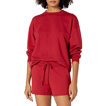 The Drop Women's Margot Loose Long Sleeve Crewneck Drop Shoulder Sweatshirt, Rio Red, L