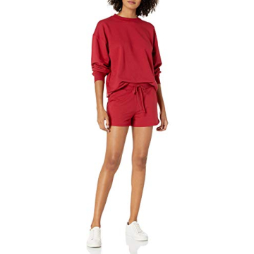 The Drop Women's Margot Loose Long Sleeve Crewneck Drop Shoulder Sweatshirt, Rio Red, L